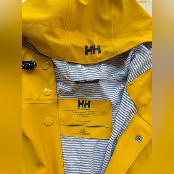 HELLY HANSEN Womens Yellow KIRKWALL II Windproof Hooded Raincoat Logo Lined - XL - Picture 2 of 13